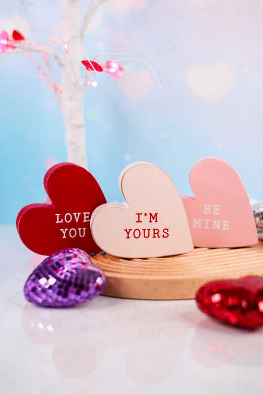 Set of 3 Valentine Heart Wooden Cutouts