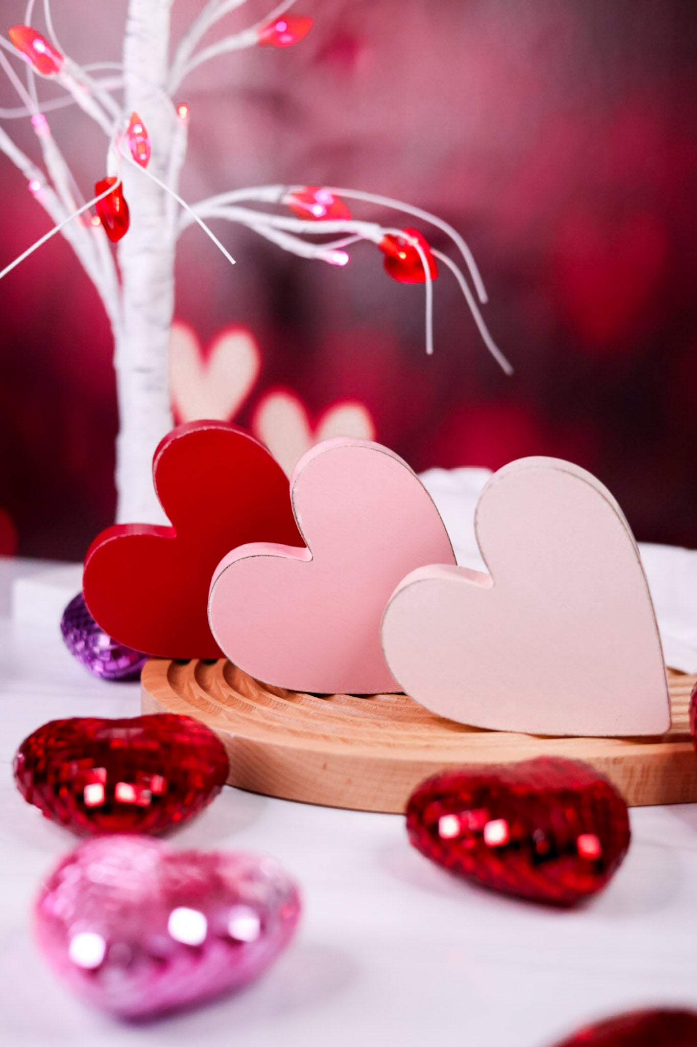 Set of 3 Wooden Heart Blocks