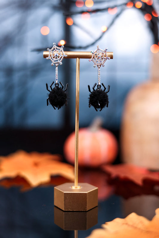 Sparkling Spider Dangle Earrings