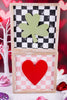 Heart/Clover Checkered Reversible Wooden Sign