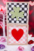 Heart/Clover Checkered Reversible Wooden Sign