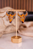 Steerhead Western Style Leather Stone Post Drop Dangle Earrings