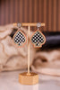 Spade Western Style Leather Stone Post Drop Dangle Earrings
