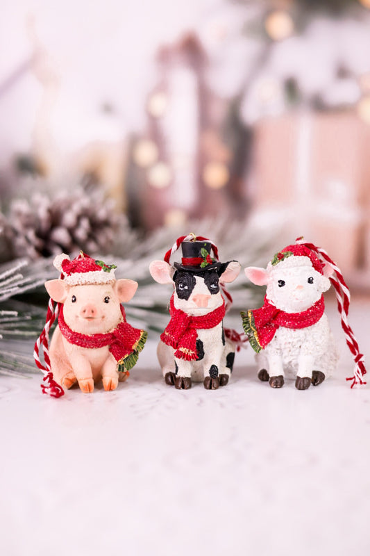 Holly Jolly Farm Animal Ornaments (3 Styles)