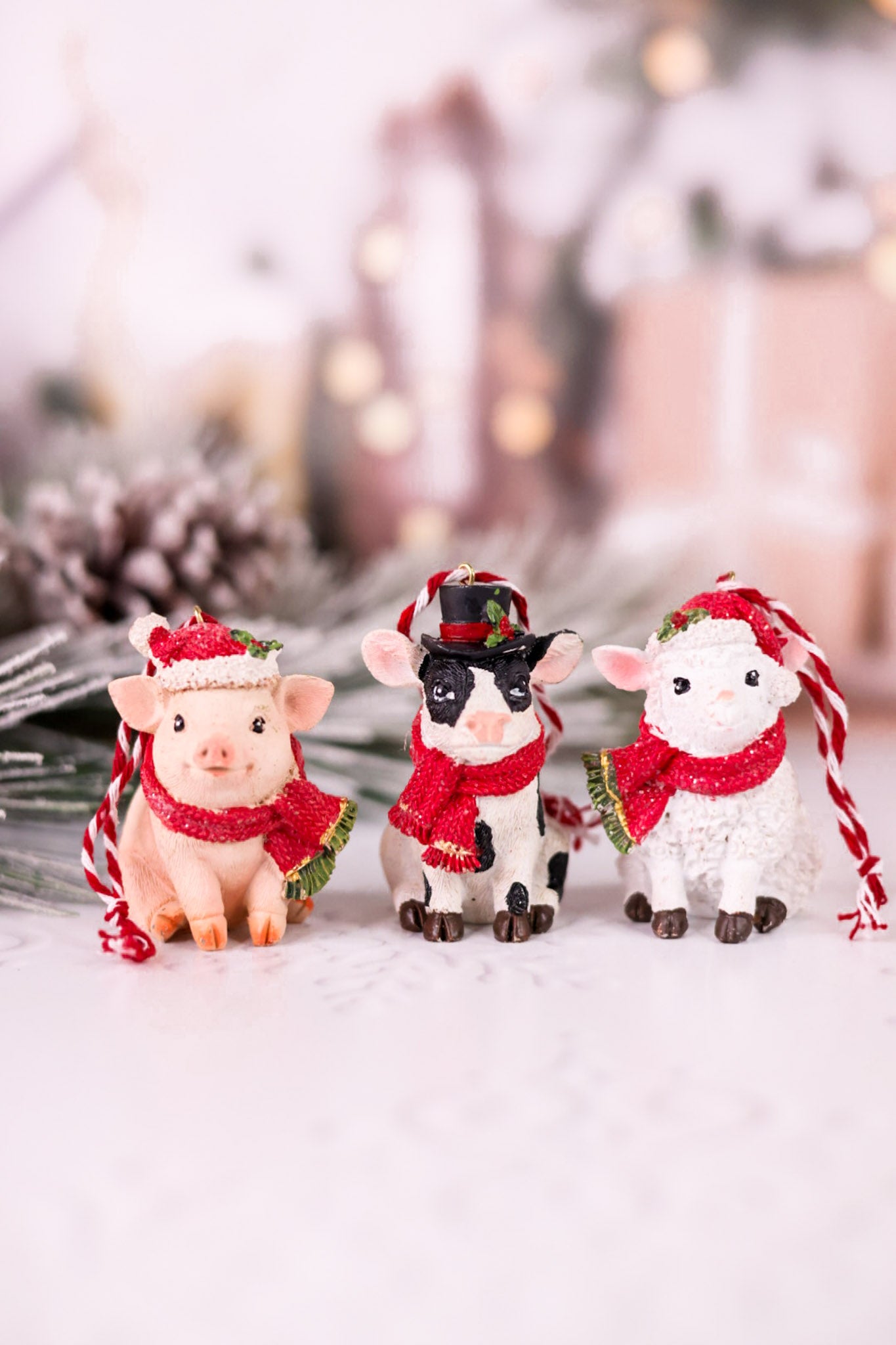 Holly Jolly Farm Animal Ornaments (3 Styles)