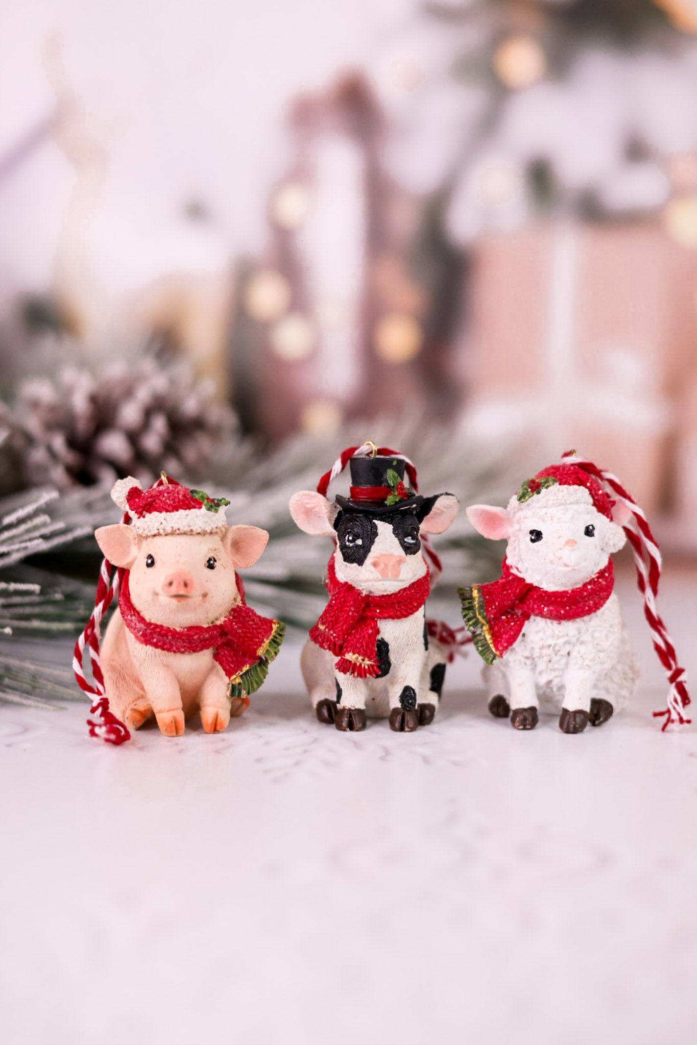 Holly Jolly Farm Animal Ornaments (3 Styles)