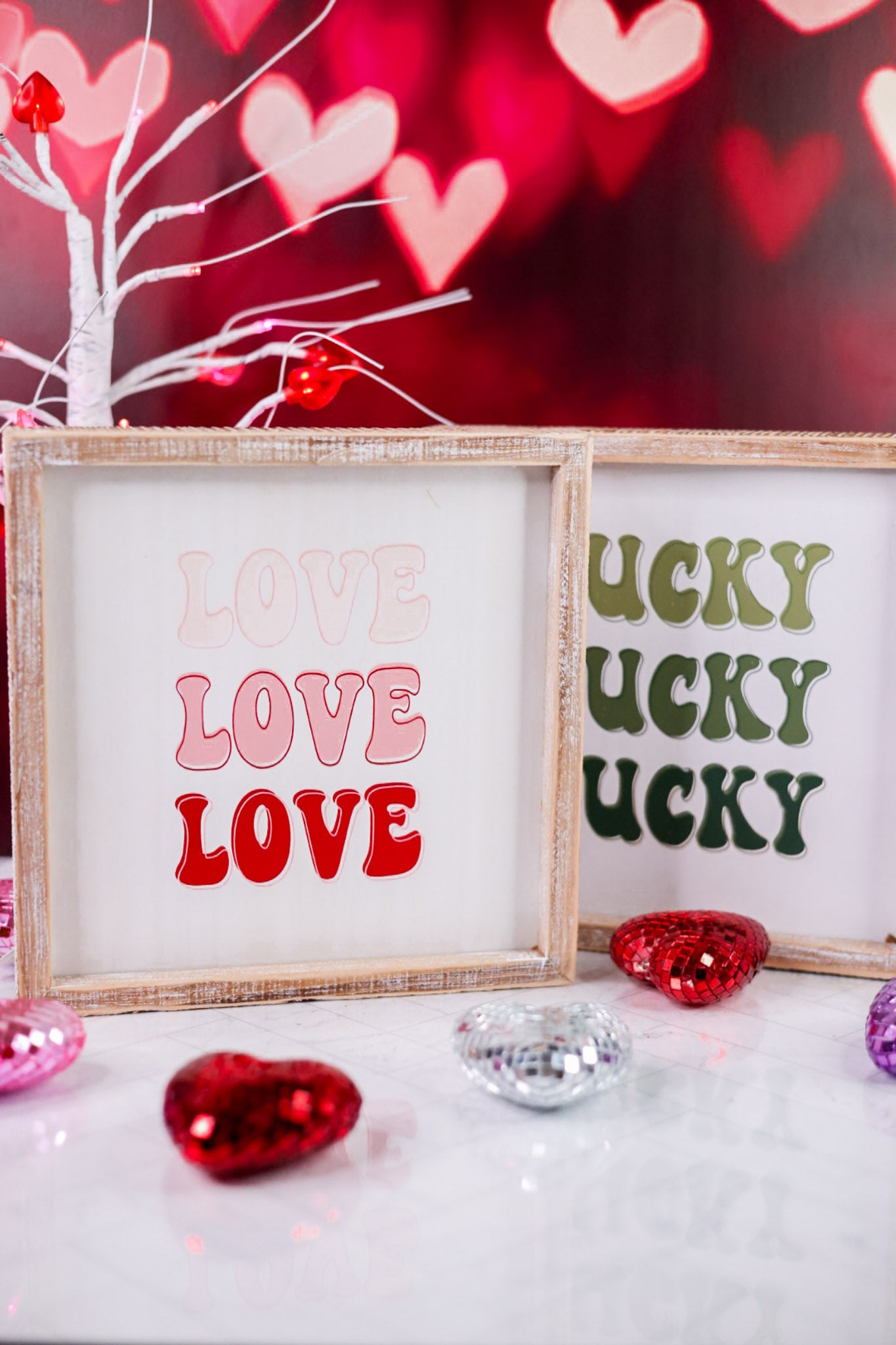 Love/Lucky Reversible Wood Sign