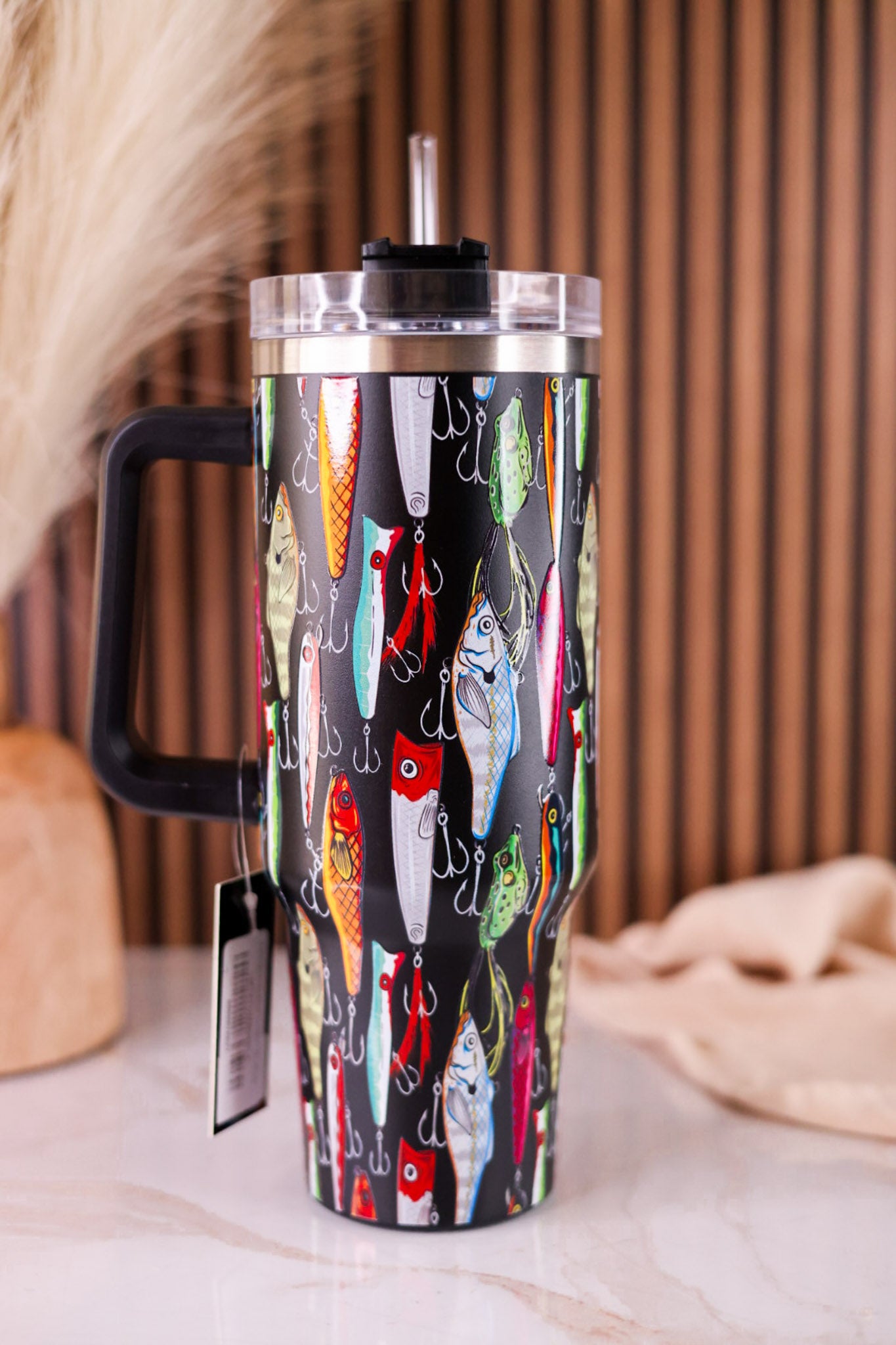 Fishing Lures 40oz Tumbler W/ Straw