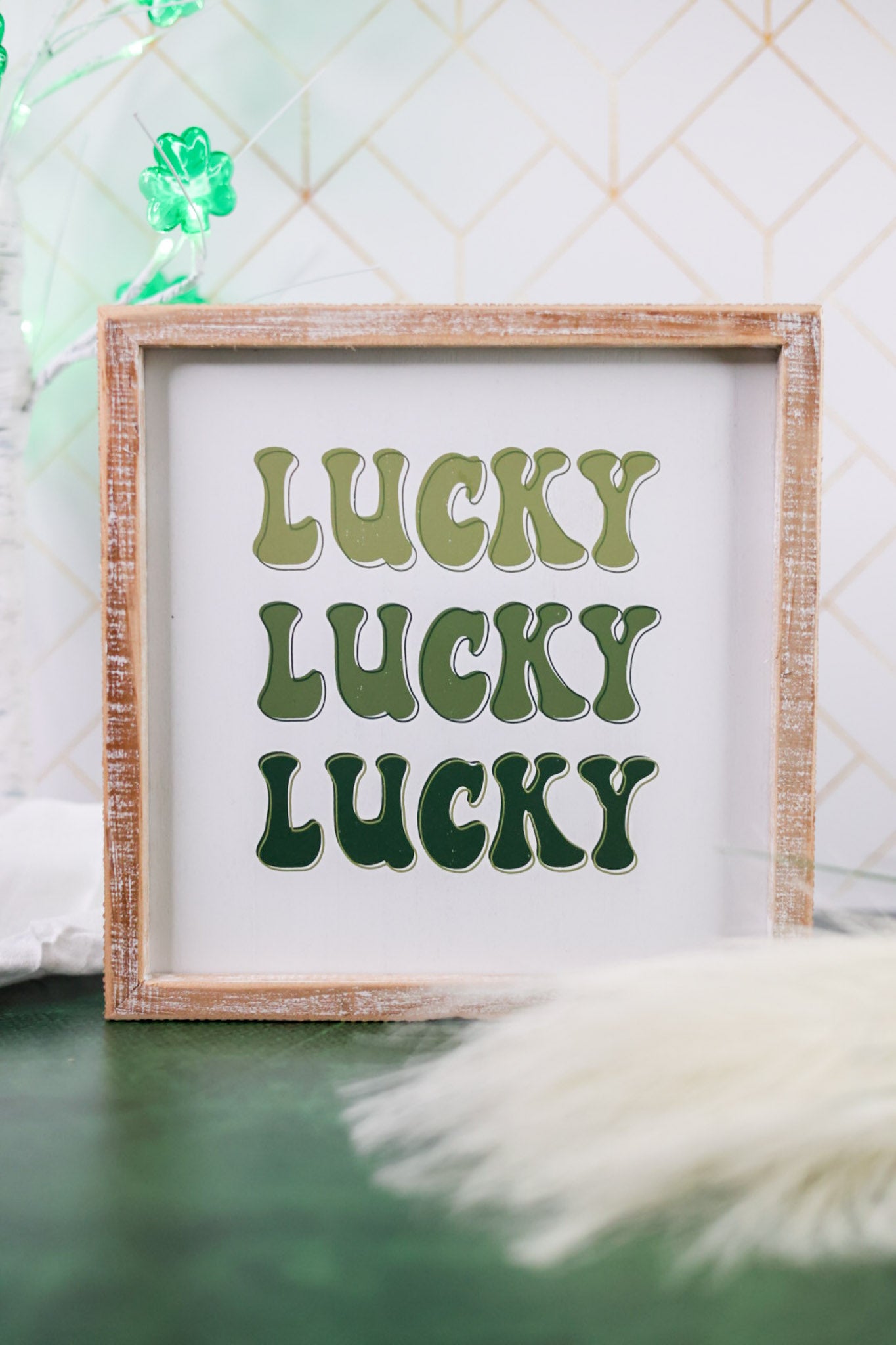 Love/Lucky Reversible Wood Sign