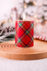 Red & Green Tartan Flameless 4" Wax Pillar Candle