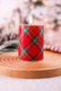 Red & Green Tartan Flameless 4" Wax Pillar Candle