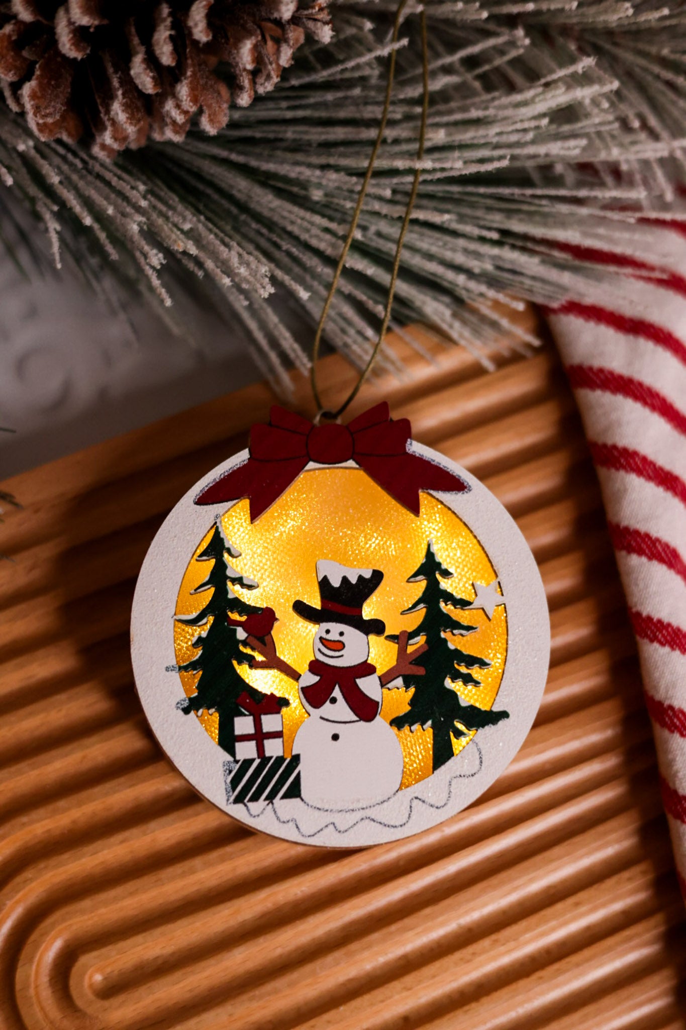 4" Light Up Snowman With Presents Christmas Ornament