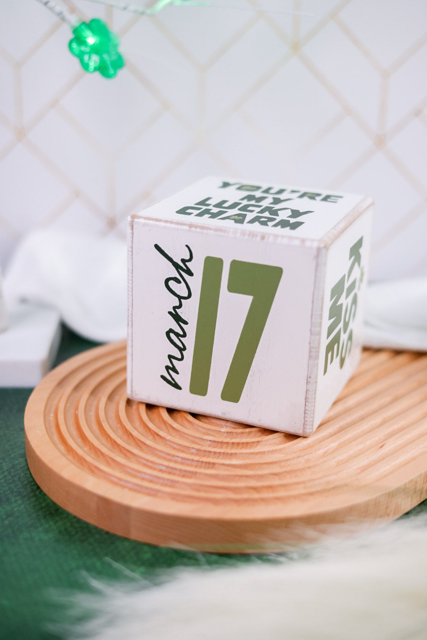 St. Patrick's Day Decorative Wooden Cube