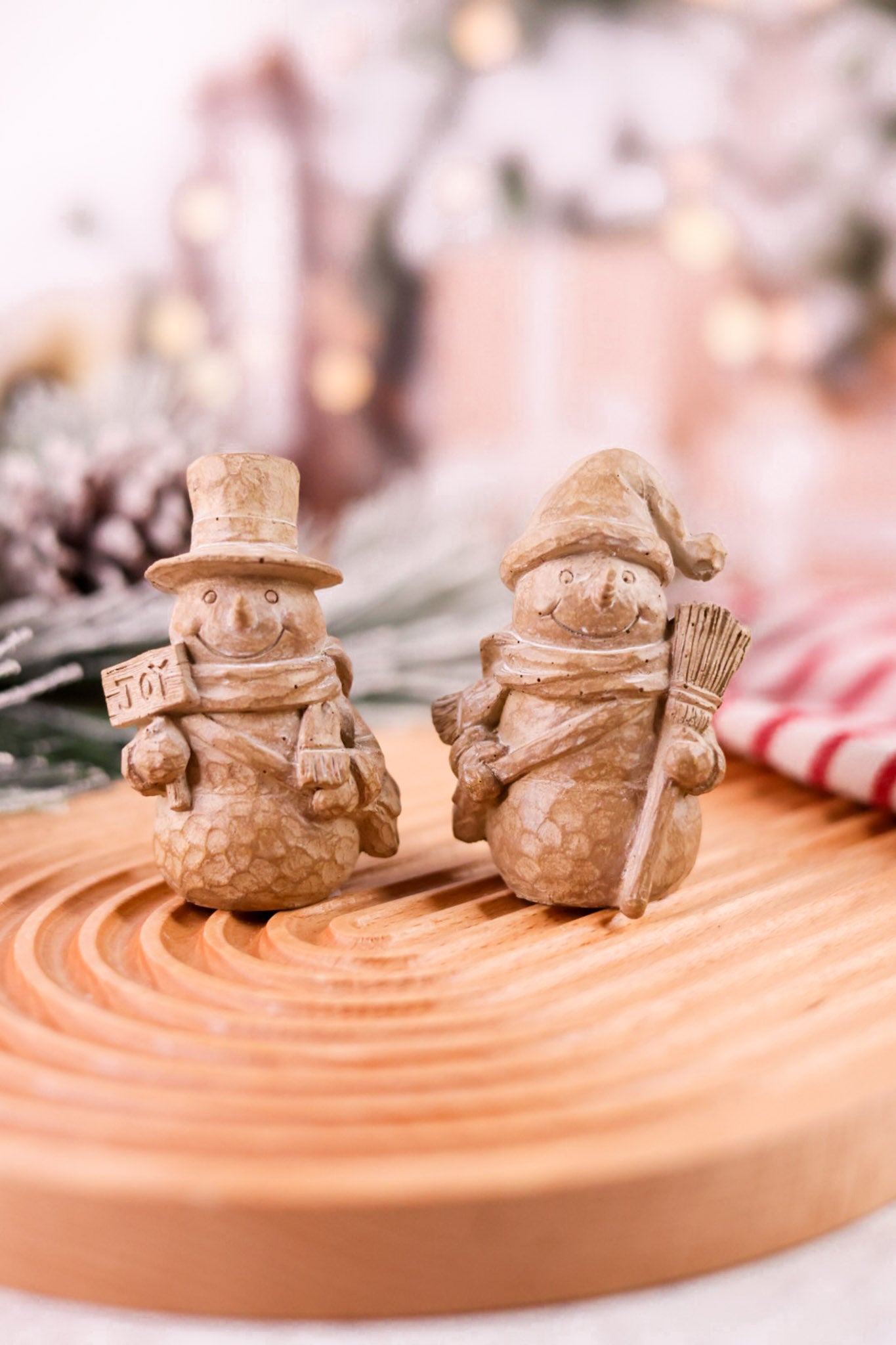 3.5" Wooden Snowman Figurines (2 Styles)