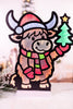 16" LED Christmas Highland Cow Infinity Light
