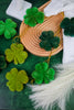 Flocked Green and Gold Shamrock Garland