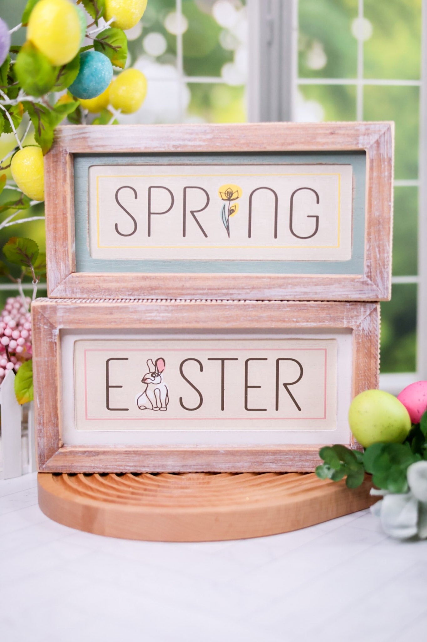 Easter/Spring Reversible Wooden Sign