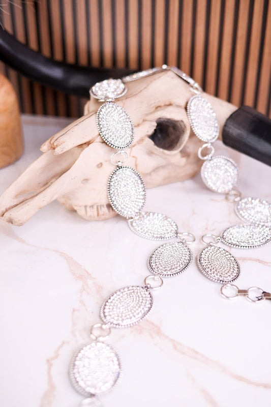 Oval Clear Crystal Concho Link Belt