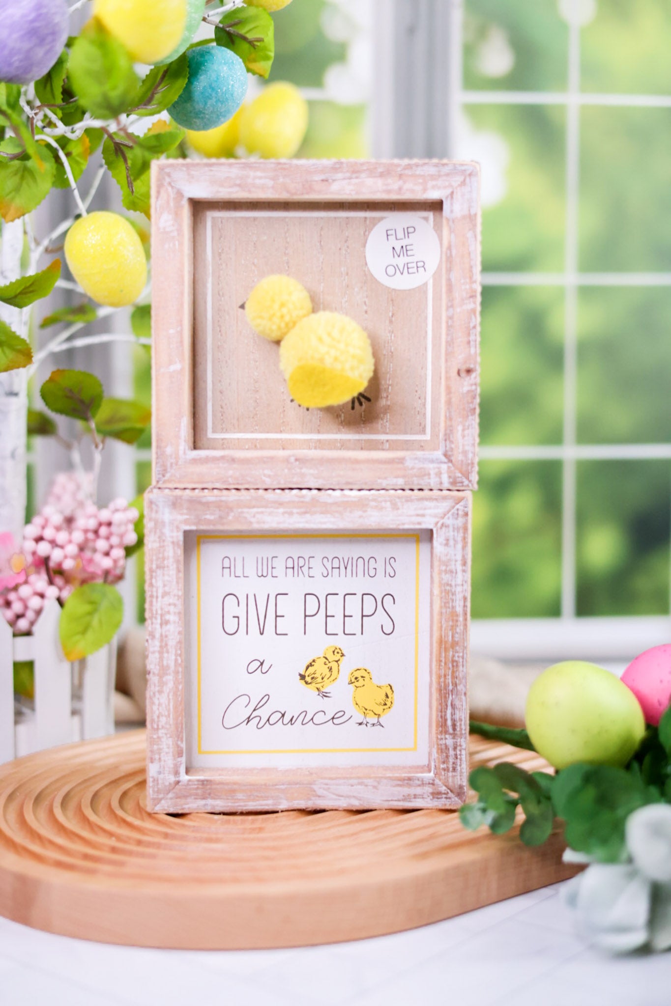 Reversible Chick/Peeps Wood Framed Sign