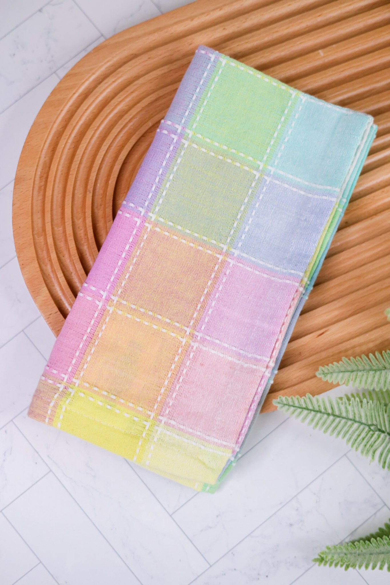 Spring Blossom Plaid Linen Napkin