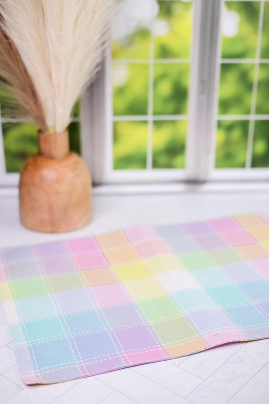 Spring Blossom Plaid Linen Placemat