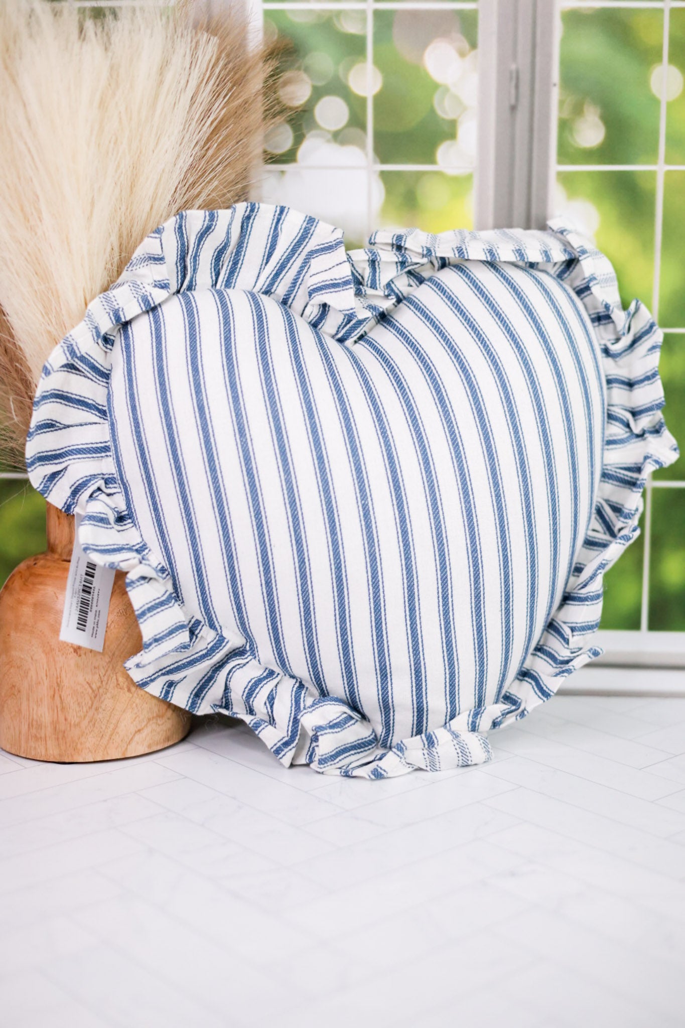 Americana Heart Shaped Pillow with Ruffled Edges