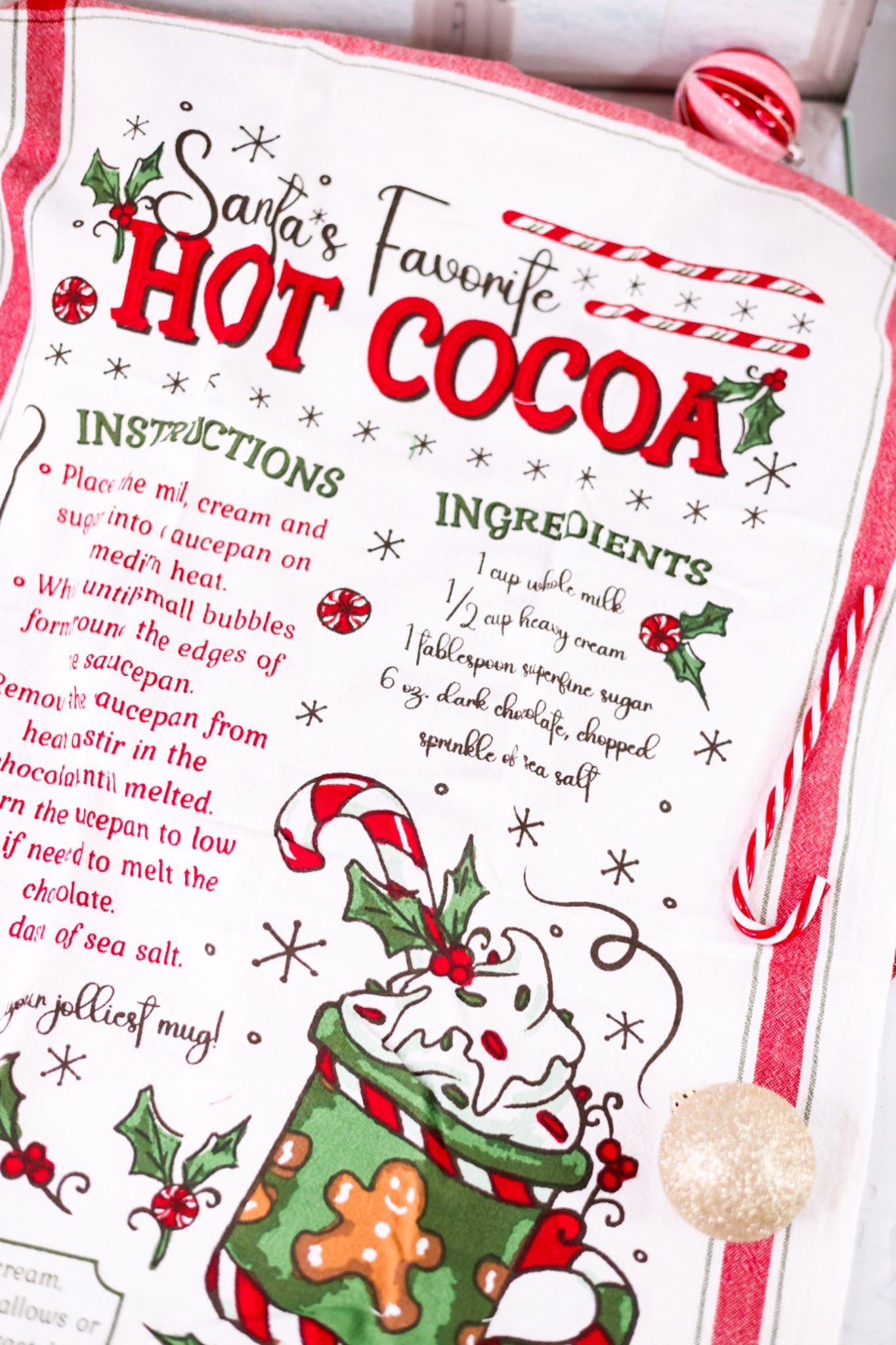 Hot Cocoa Recipe Dish Towel