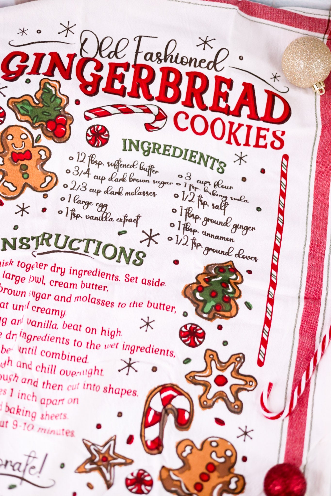 Gingerbread Cookie Recipe Dish Towel