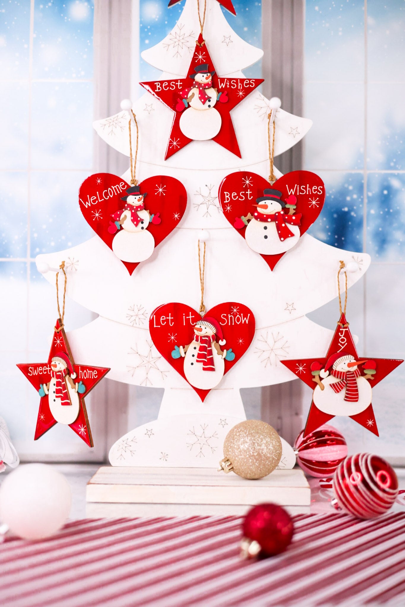 Hearts & Stars Christmas Snowman Ornaments (6 Styles)