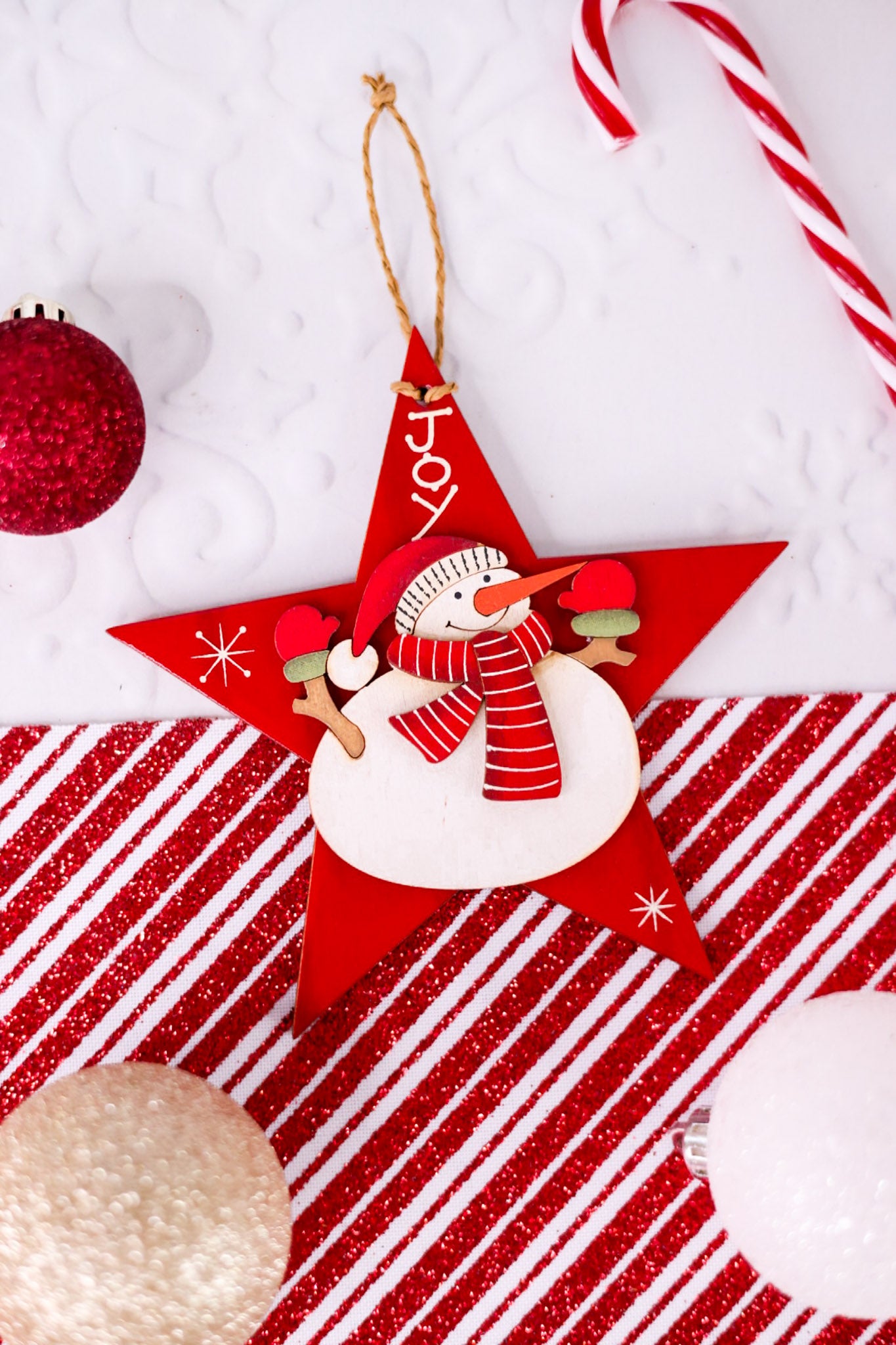 Hearts & Stars Christmas Snowman Ornaments (6 Styles)