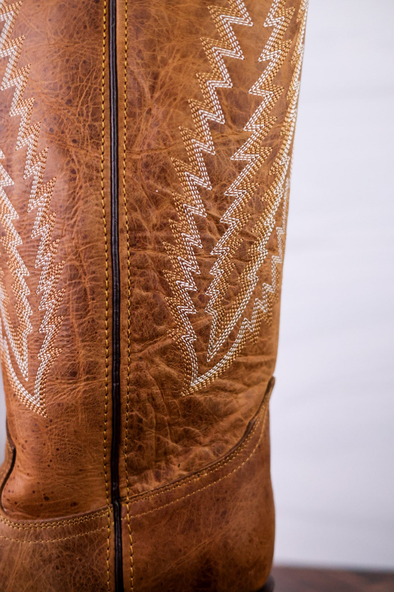 Gia Tall Wide Calf Embroidered Leather Boots In Camel Brown