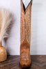 Gia Tall Wide Calf Embroidered Leather Boots In Camel Brown