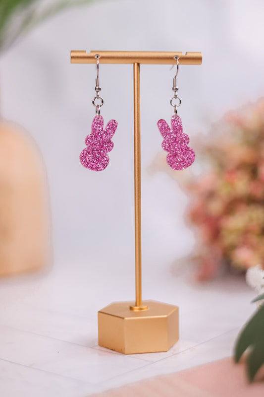 Easter Bunny In Blush Glitter Earrings