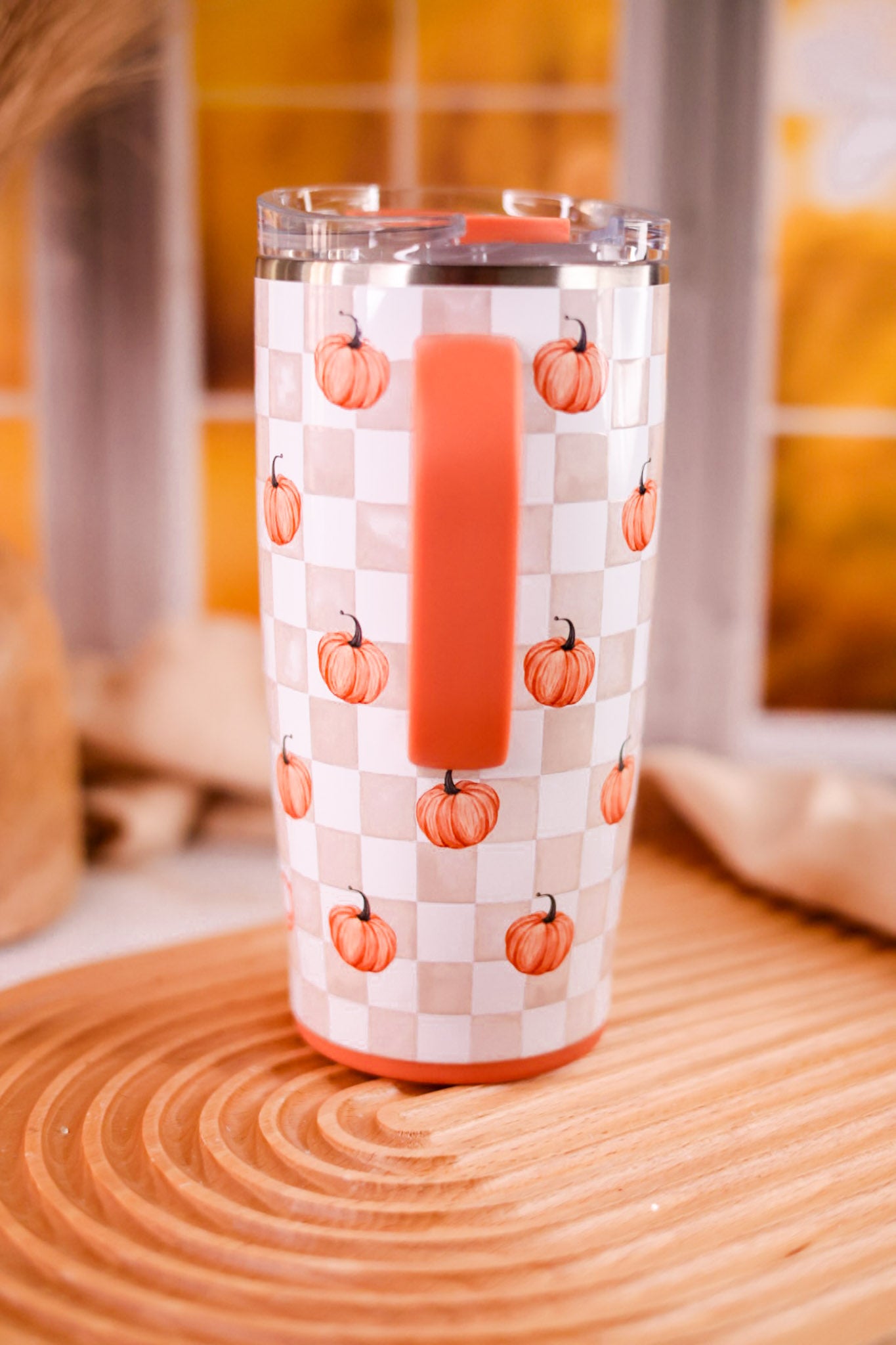 Pumpkin Check 22oz Travel Mug