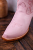 Sally Midi Wide Calf Pink Leather Embroidered Boots