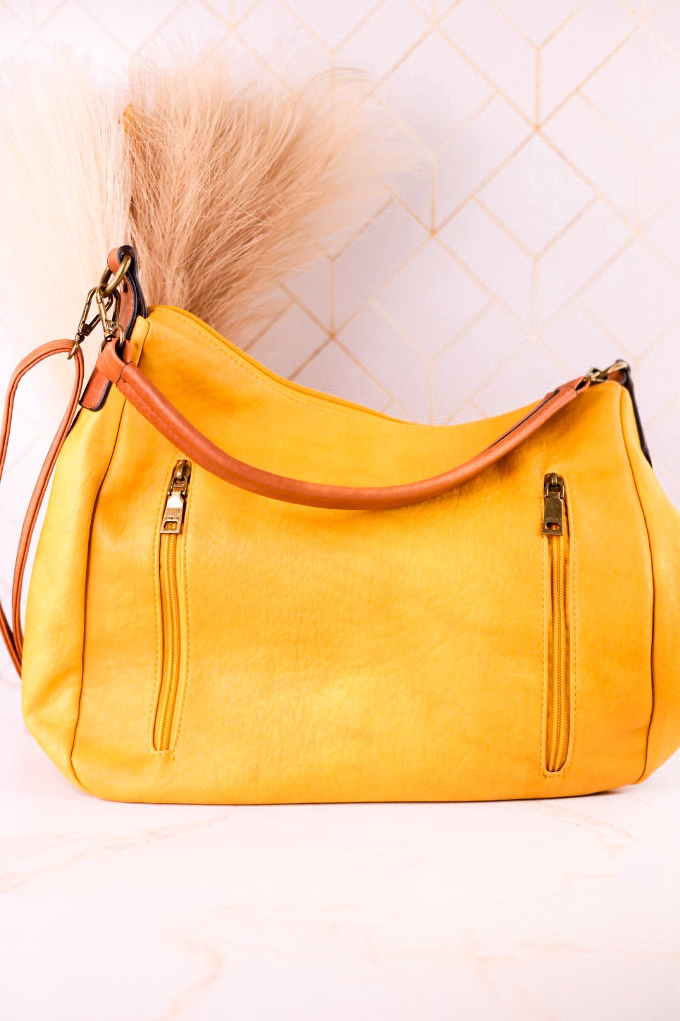 Two-Tone Faux Leather Hobo Bag