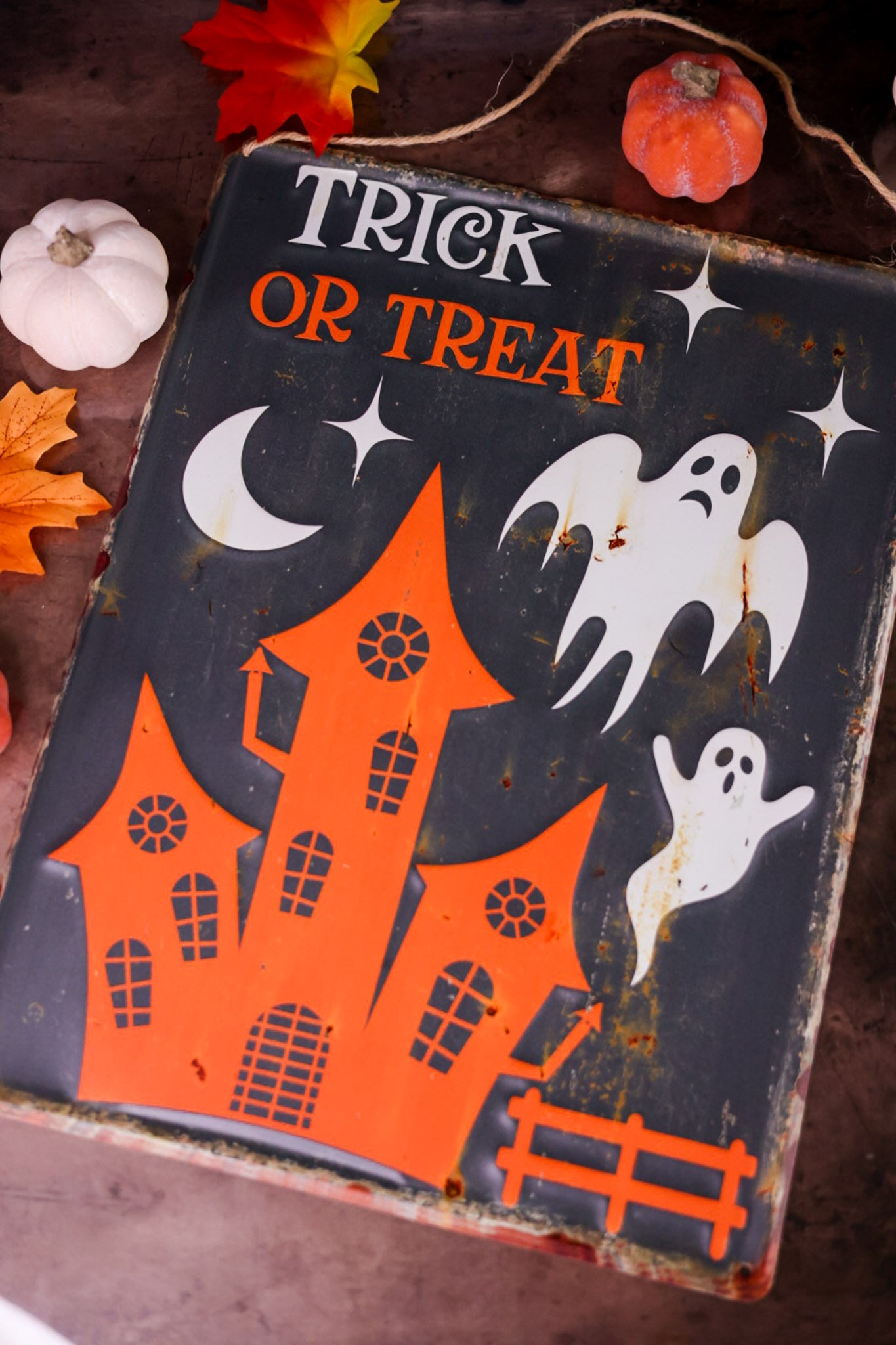 Vintage Halloween Distressed Metal Signs (4 Styles)