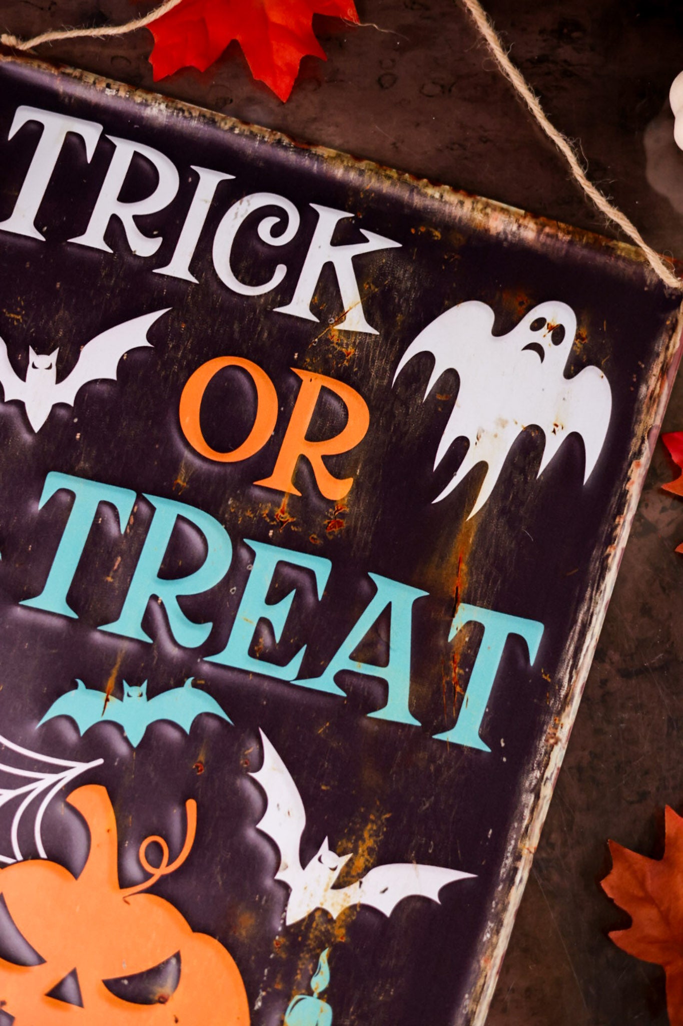 Vintage Halloween Distressed Metal Signs (4 Styles)