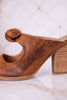 Knot Gonna Happen Distressed Cognac Mule Heels