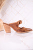 Knot Gonna Happen Distressed Cognac Mule Heels