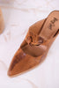 Knot Gonna Happen Distressed Cognac Mule Heels