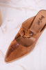 Knot Gonna Happen Distressed Cognac Mule Heels