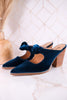 Knot Gonna Happen Teal Velvet Mule Heels