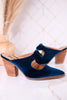 Knot Gonna Happen Teal Velvet Mule Heels