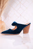Knot Gonna Happen Teal Velvet Mule Heels