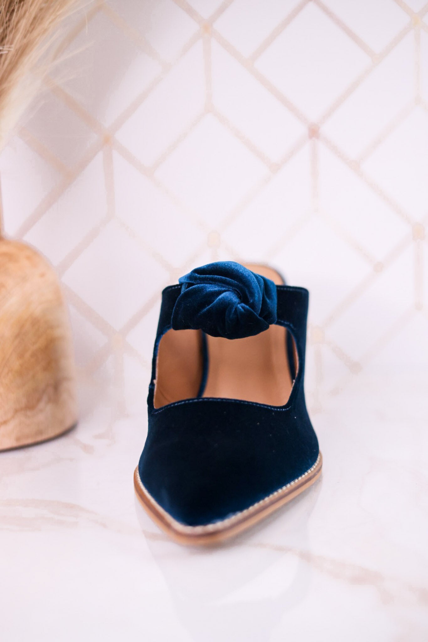Knot Gonna Happen Teal Velvet Mule Heels