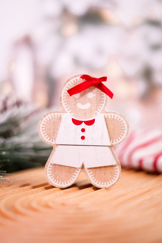 4" Gingerbread Girl Chunky Wooden Sitter