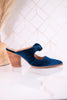 Knot Gonna Happen Teal Velvet Mule Heels