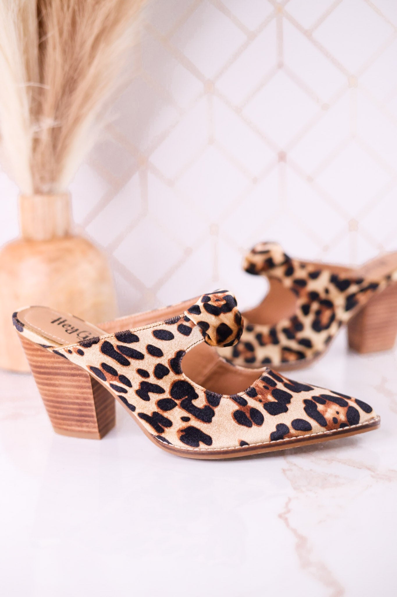 Knot Gonna Happen Leopard Velvet Mule Heels