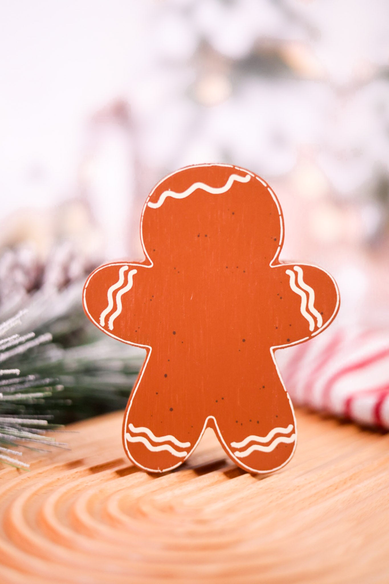 Reversible Chunky Wooden Gingerbread Boy Tabletop Decoration